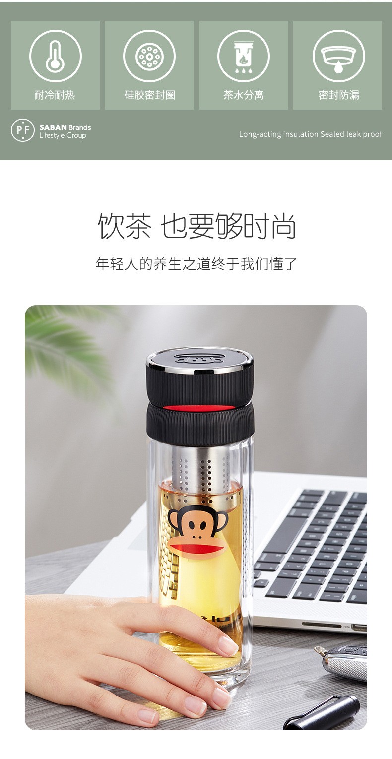 大嘴猴经典黑耐热玻璃随手杯产品