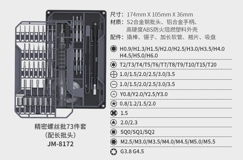 JAKEMY铬钒合金钢材质螺丝刀套装细节